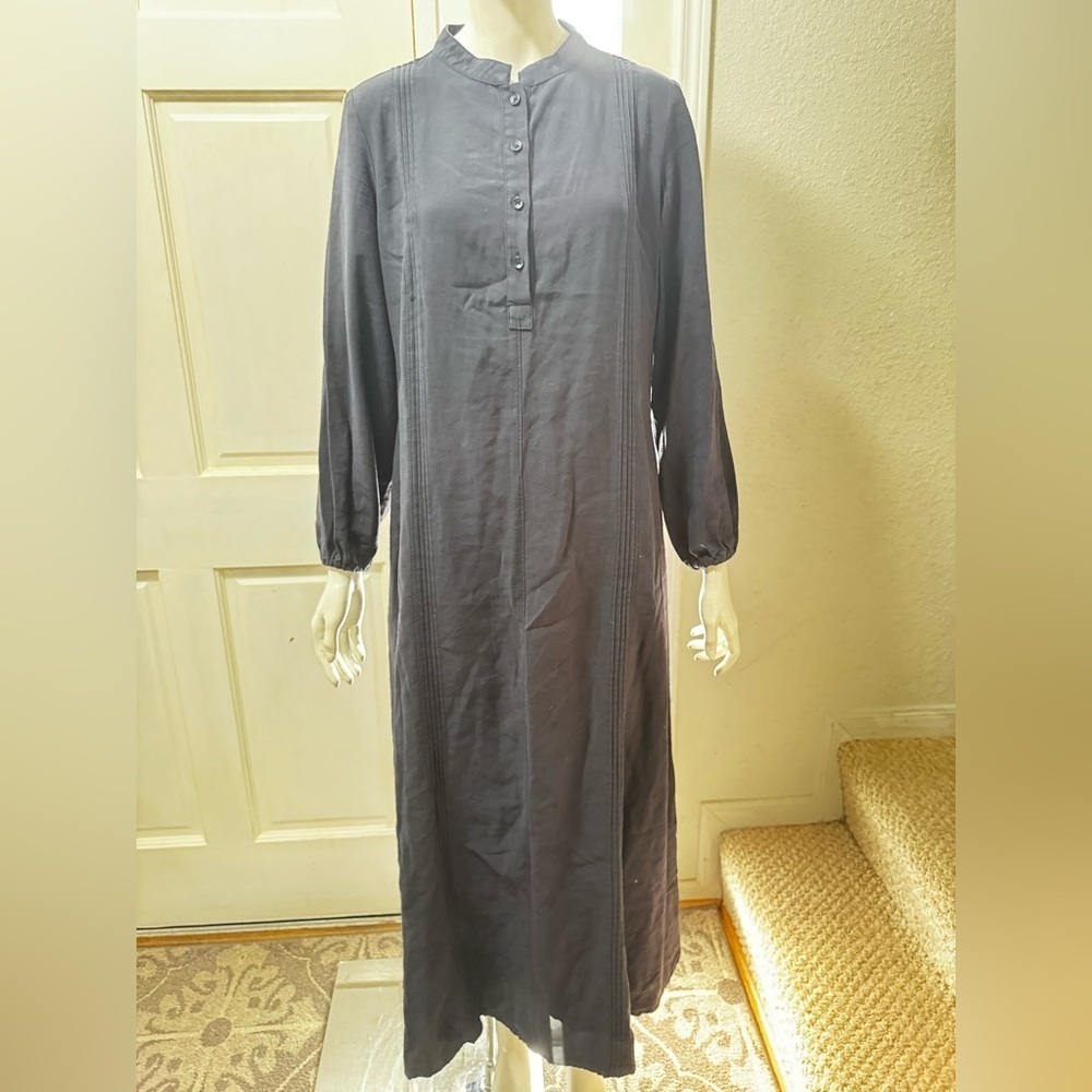 Shukr Kaftan Rayon Blend Elegant Black Long Sleeve Dress L-16